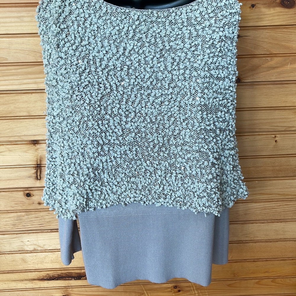Gabby & Eden Popcorn Embellished Cowl Neck Urban Grey Sweater NWT - Picture 3 of 4